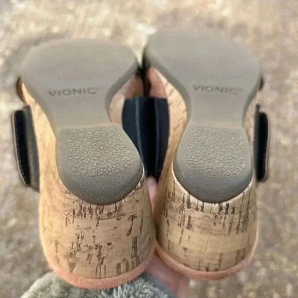 Vionic Leticia Black Leather Lizard Criss Cross Sandal Arch Wedge Women’s Sz 6 - Picture 5 of 8